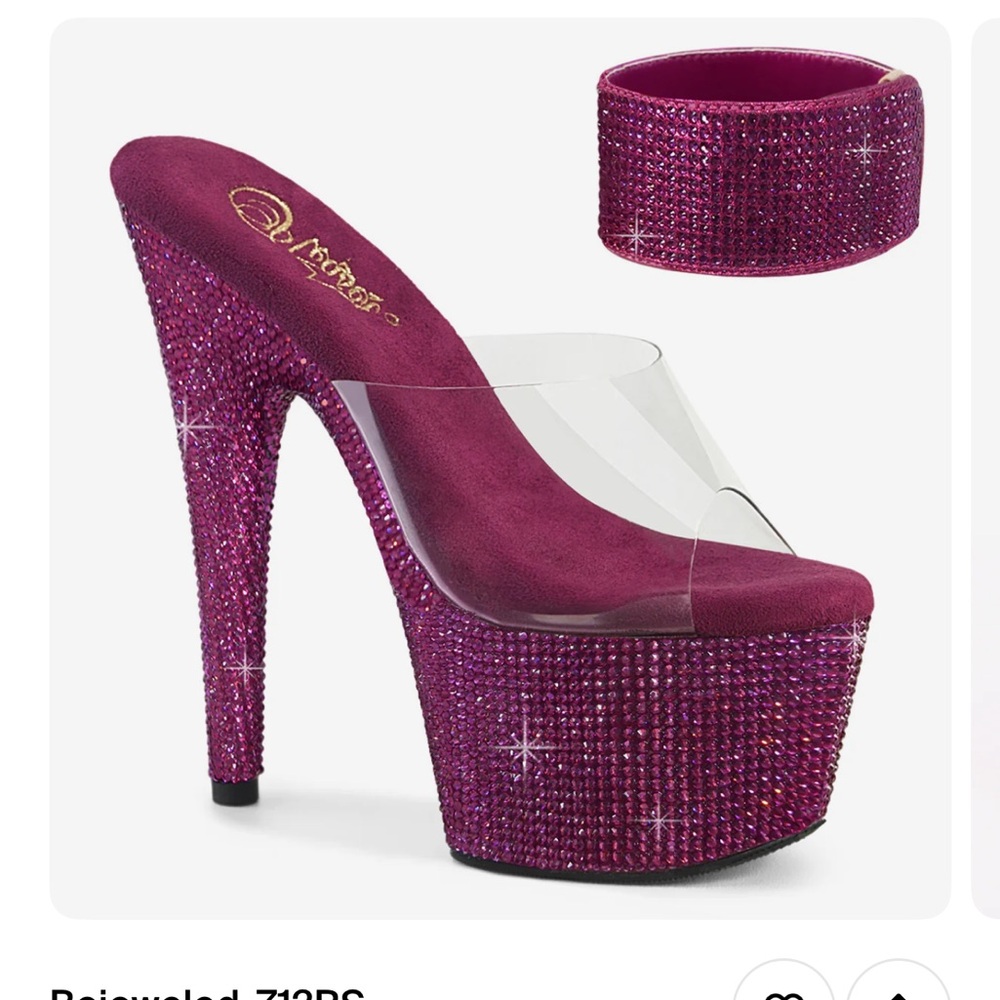 Purple Crystal Embellished Platform Shoes